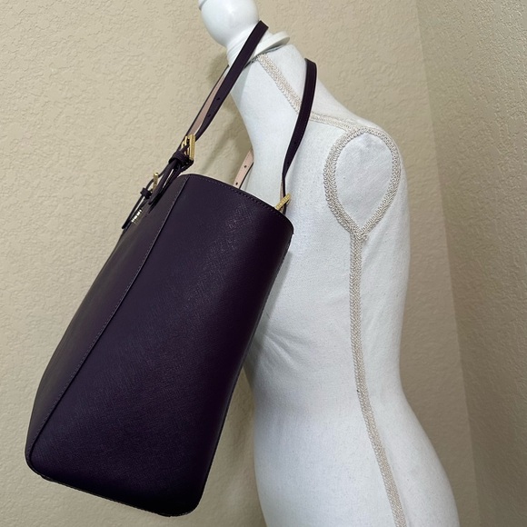 Tory Burch York Buckle Tote in Purple Iris - Picture 2 of 16